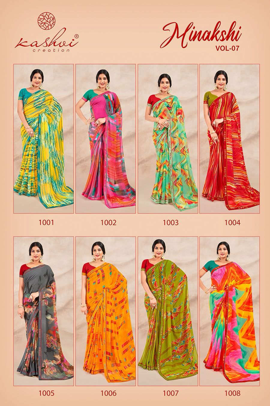 Minakshi 07 By Kashvi Printed Georgette Sarees Wholesale Shop In Surat
